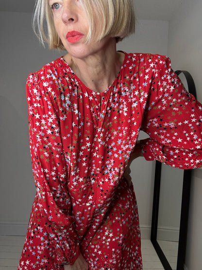 GHOST COLLAB star print midi dress