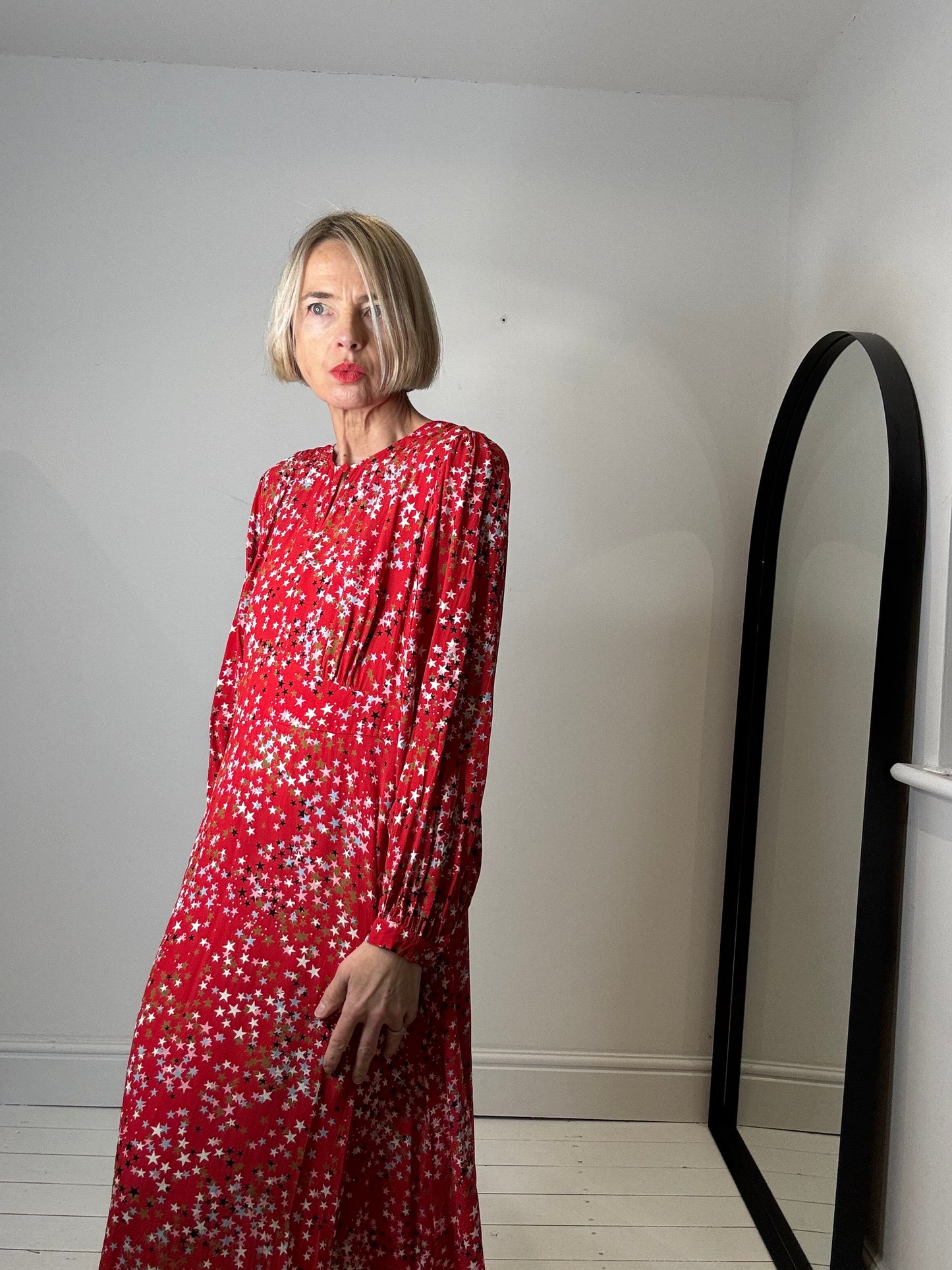 GHOST COLLAB star print midi dress