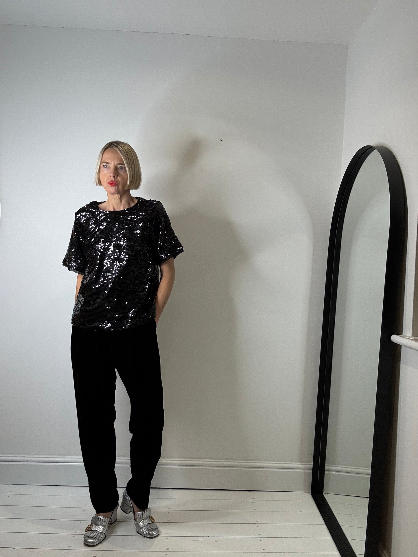 Fully lined sequin tee