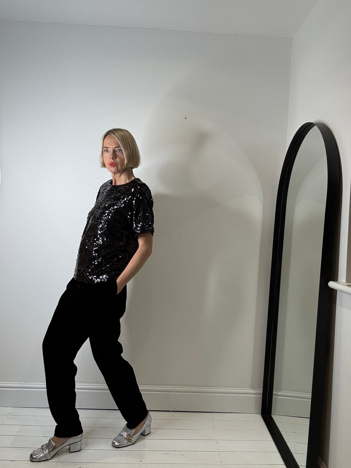 Fully lined sequin tee