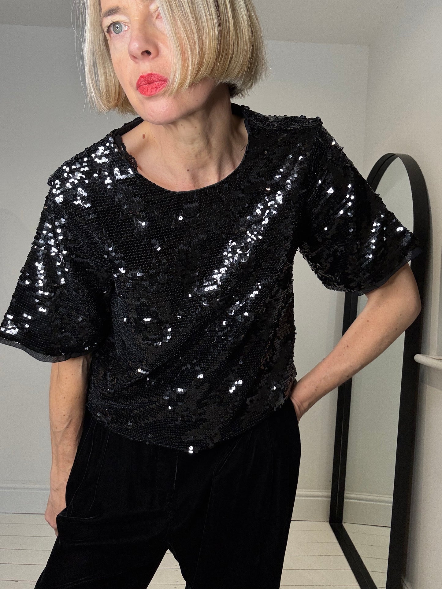 Fully lined sequin tee