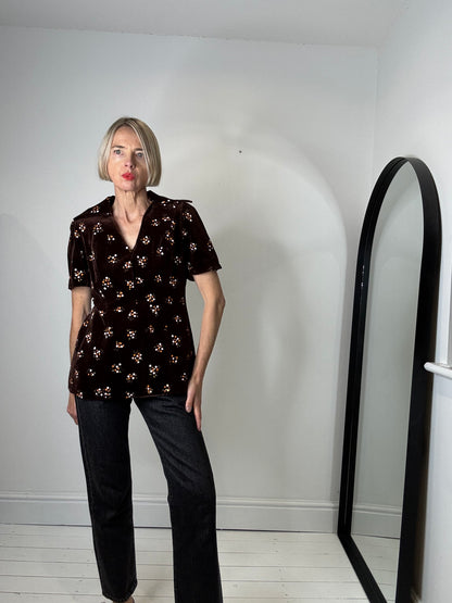 VINTAGE velvet print top