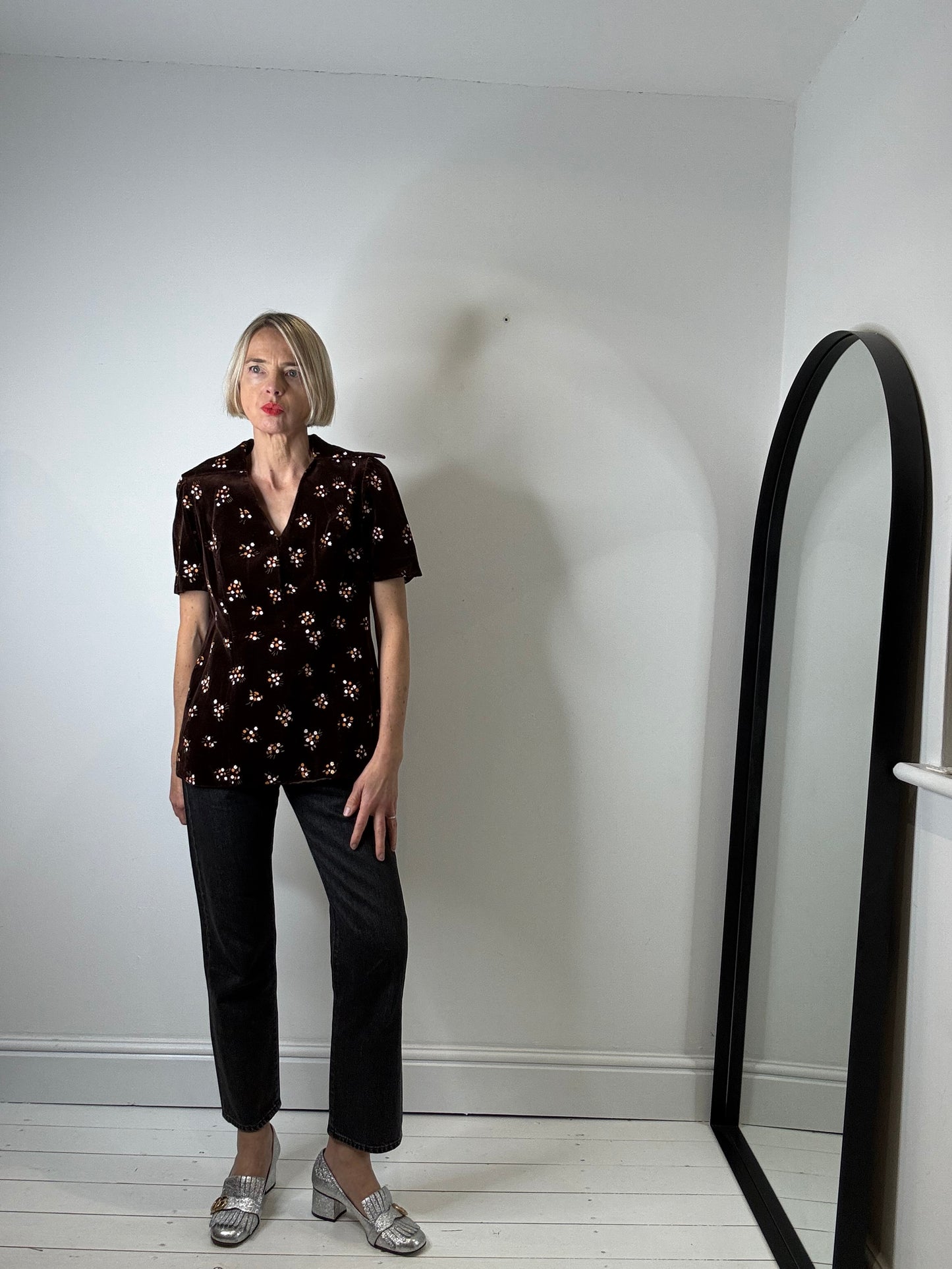 VINTAGE velvet print top