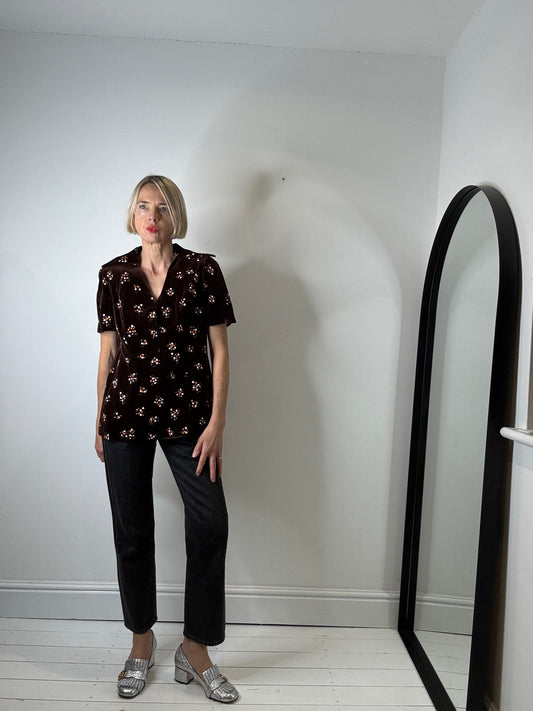 VINTAGE velvet print top