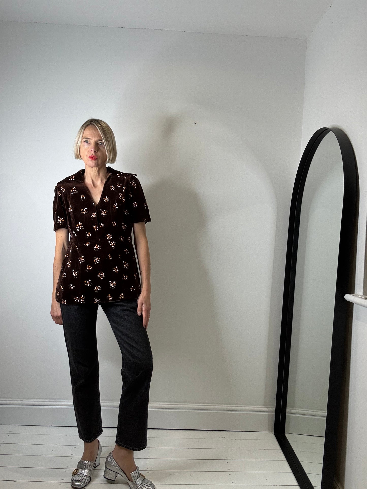 VINTAGE velvet print top