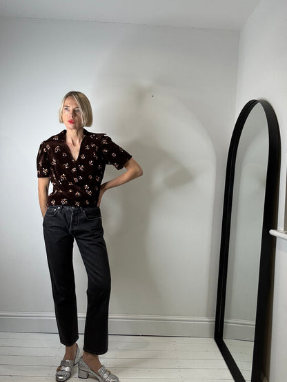 VINTAGE velvet print top